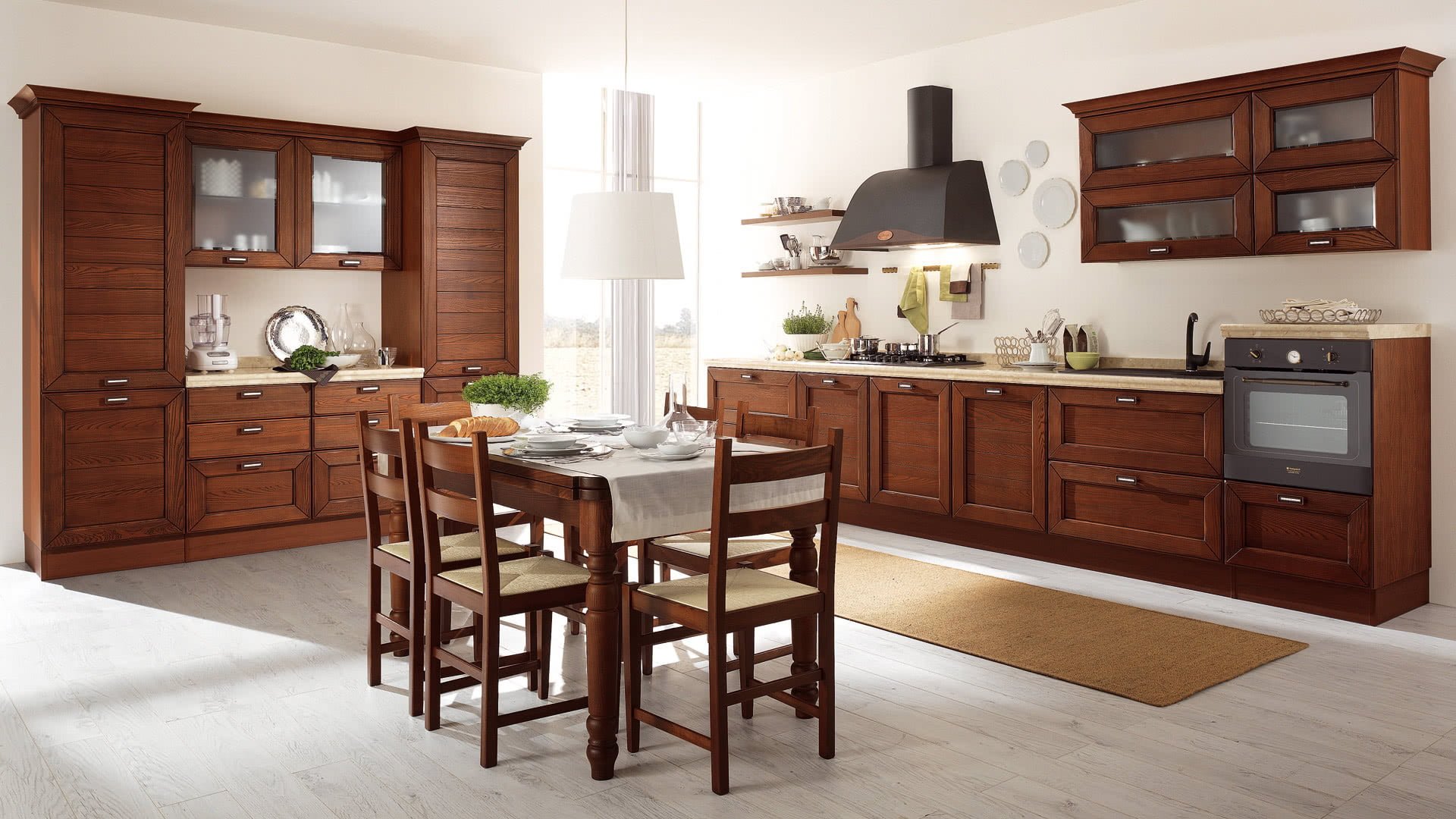 Wood kitchen with handles Lube Cucine Claudia