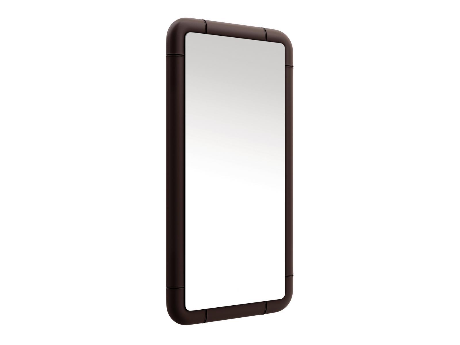 Wall mirror with frame covered in leather | Osiris by Bruno Zampa