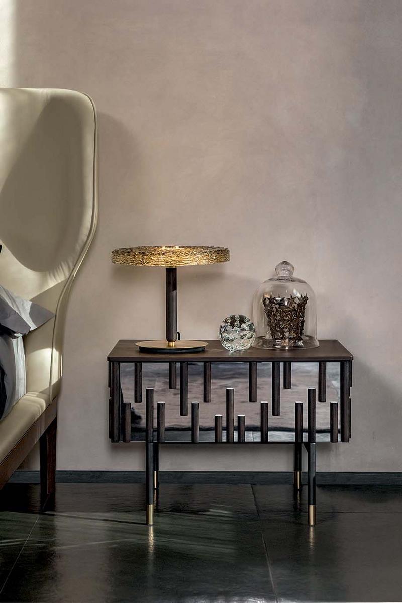 Wood and glass bedside table with drawers | Drops by Tonin Casa