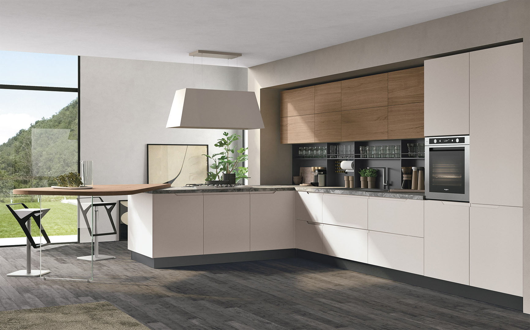 Kitchen with integrated handles Lube Cucine Luna