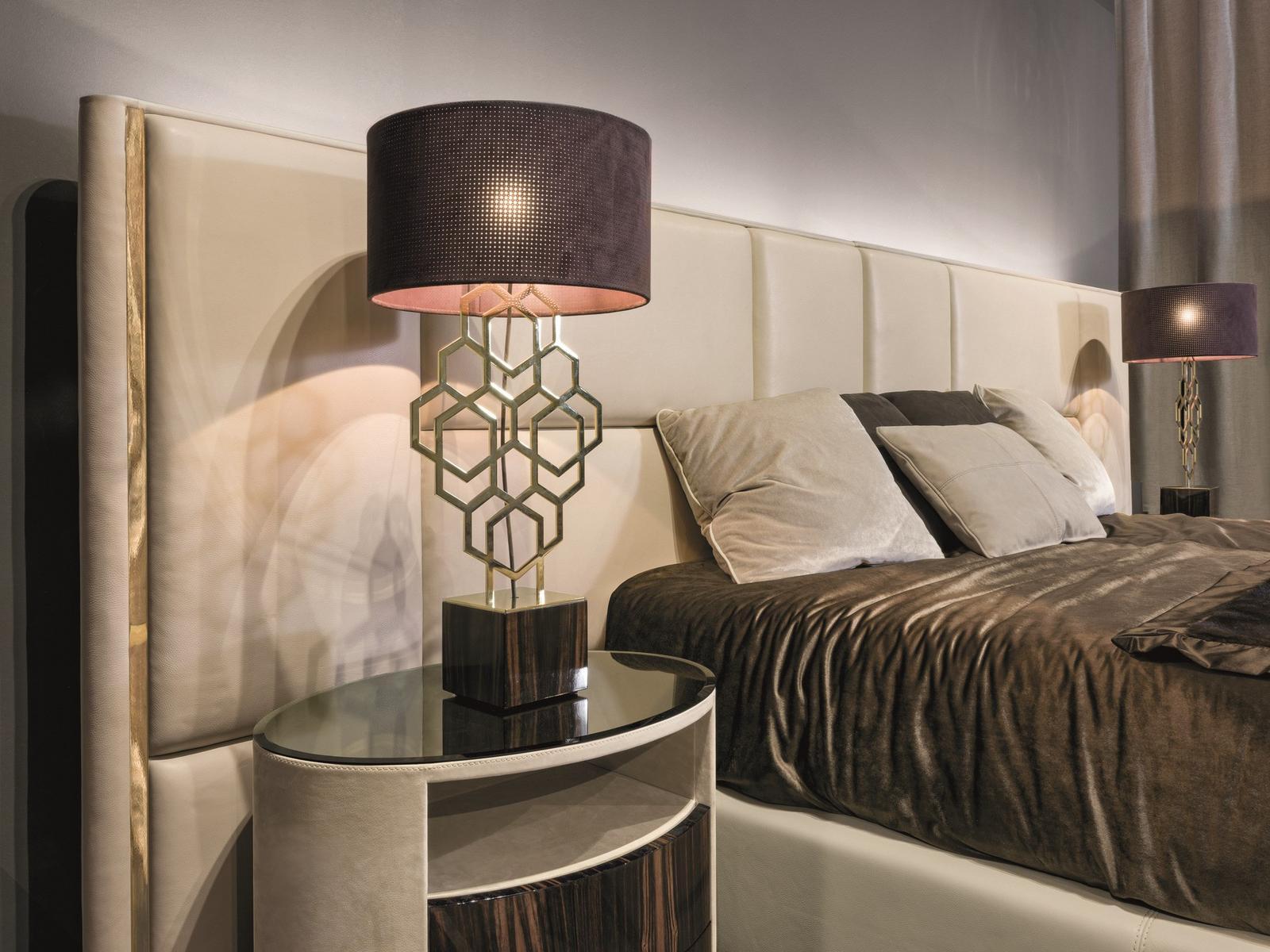 Velvet bed with high headboard | Amy by Longhi