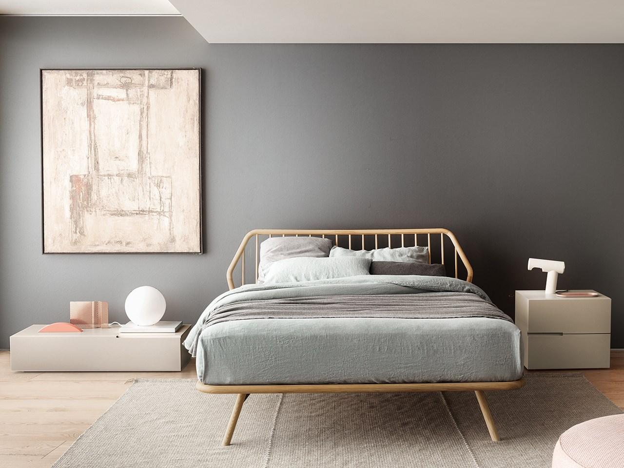 Solid wood double bed | Trama Legno by Pianca