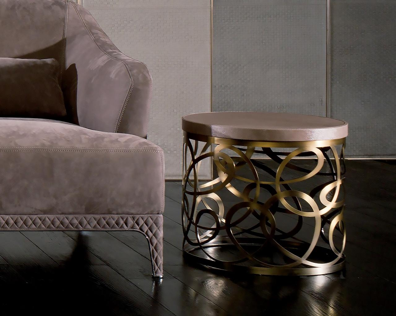 Brass coffee table in a classic style | Tourbillon by Rugiano