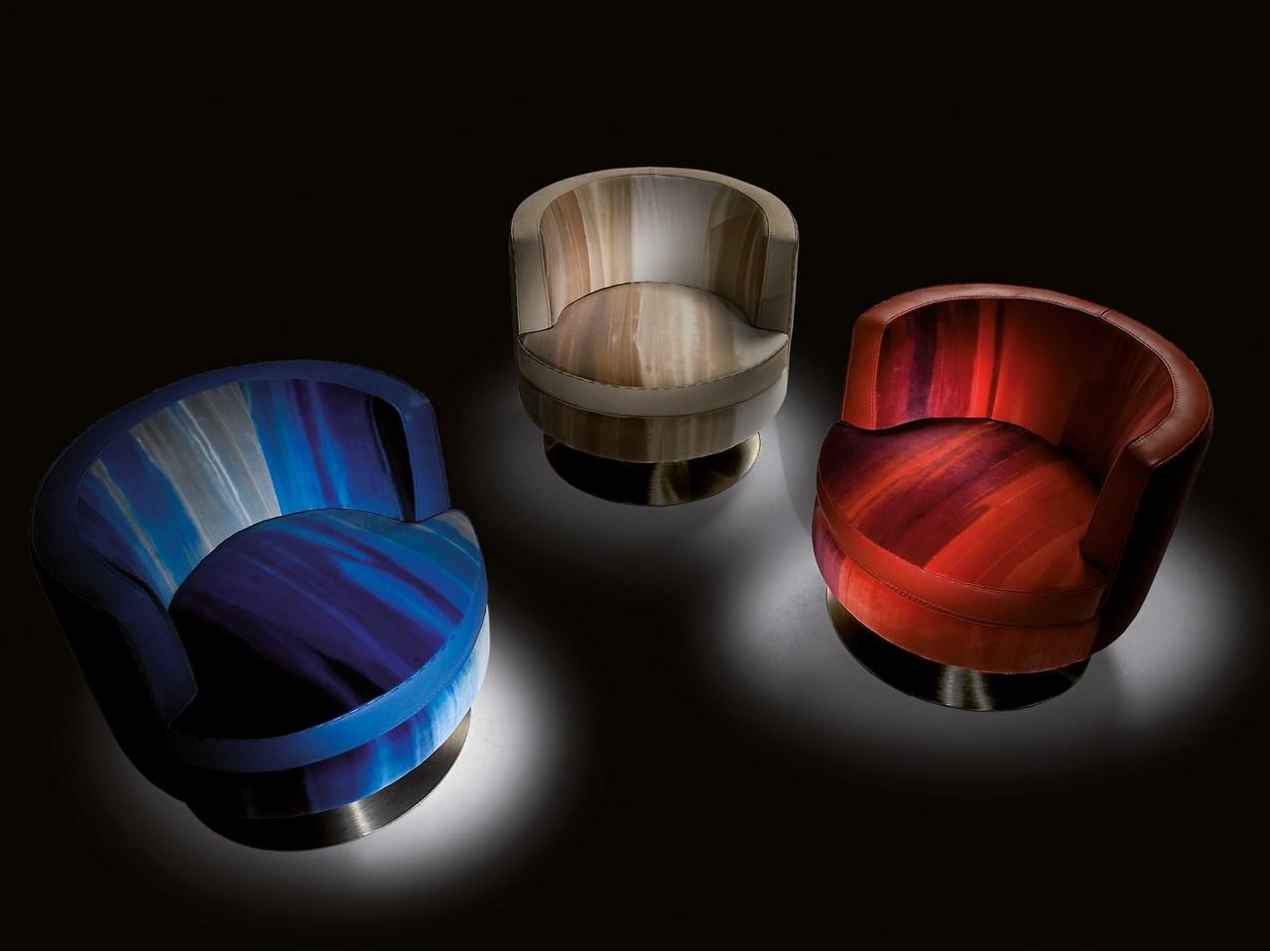 Swivel velvet easy chair | Frisbee by Borzalino