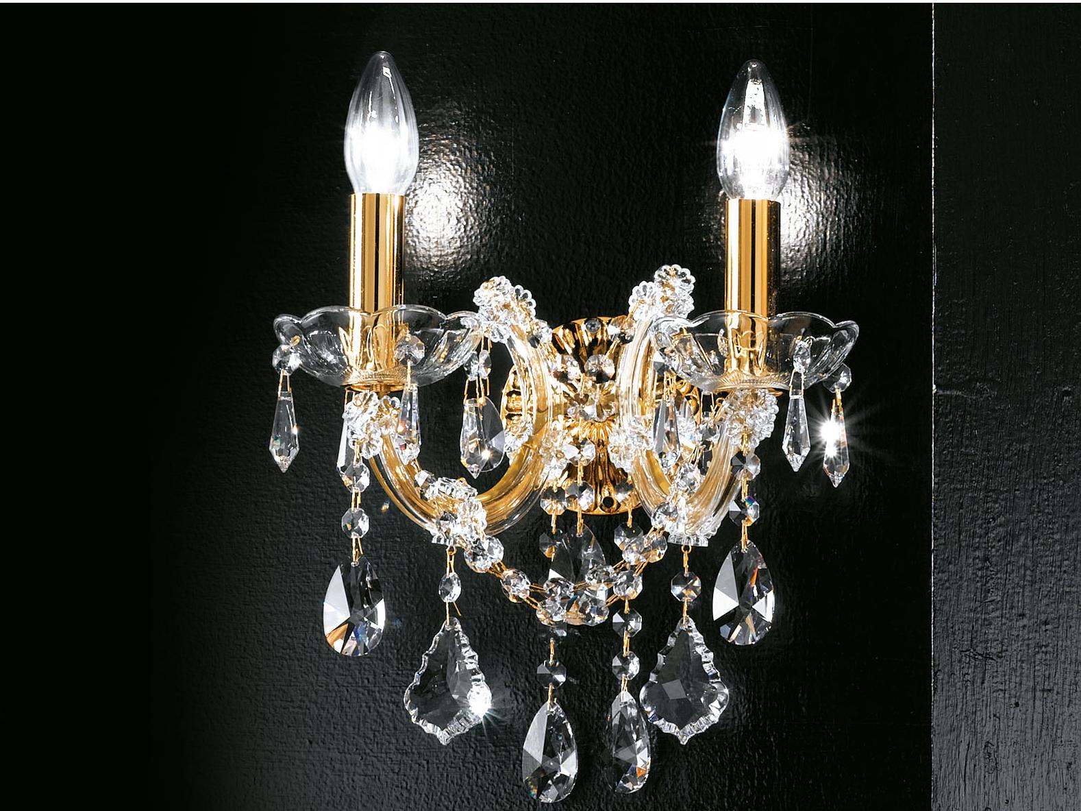 Incandescent metal wall light with crystals | Maria Teresa Ve 944 A1 / A2 by Masiero