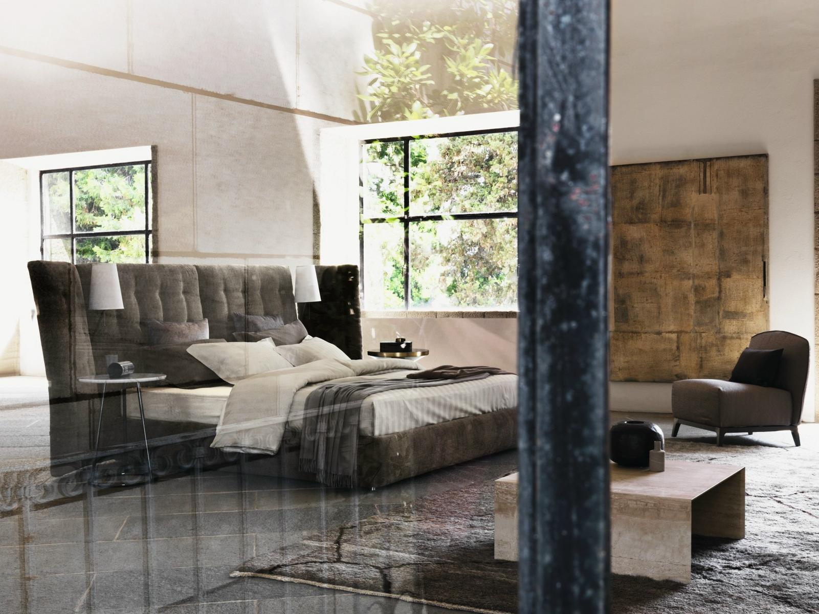 Bed with high headboard | Angle Paravento by Flou