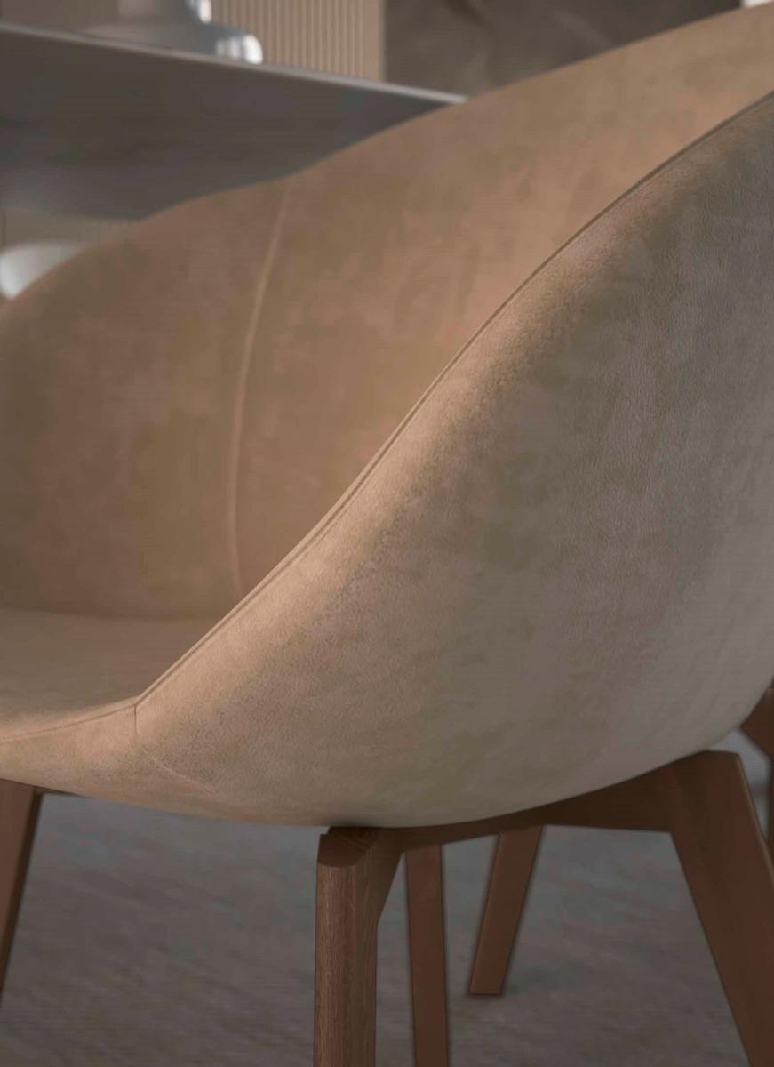 Upholstered fabric chair with armrests | Softly by Olivieri
