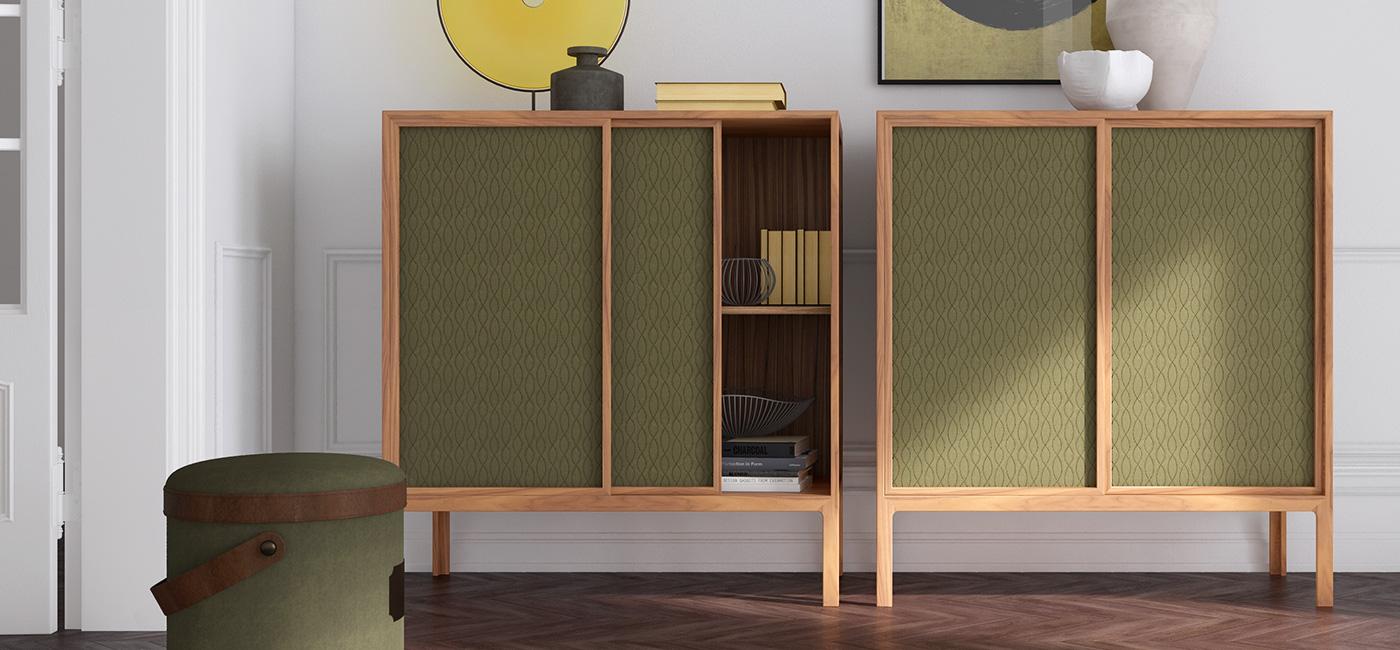 Solid wood highboard with sliding doors | Crate by Natuzzi Italia