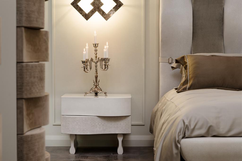 Rectangular leather and wooden bedside table | Ola by Mantellassi 1926