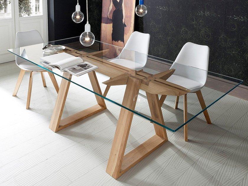 Rectangular tempered glass dining table | Tokyo by Altacorte