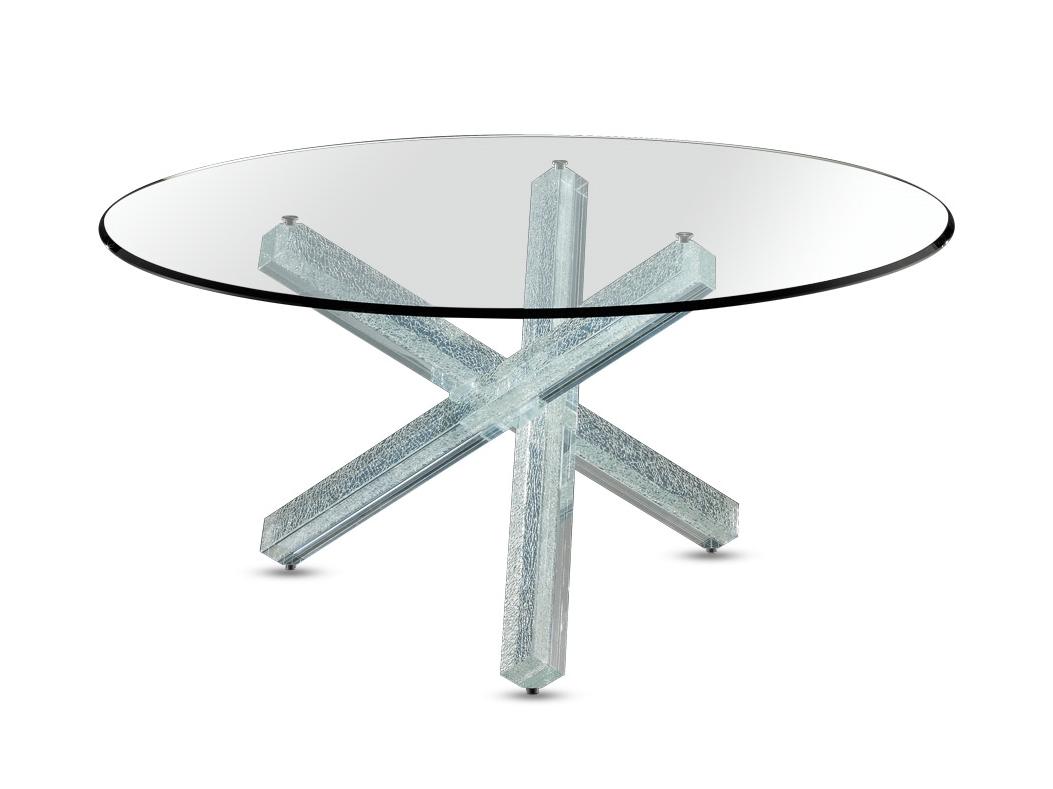 Round glass dining table | Transeo Craquelè by Reflex