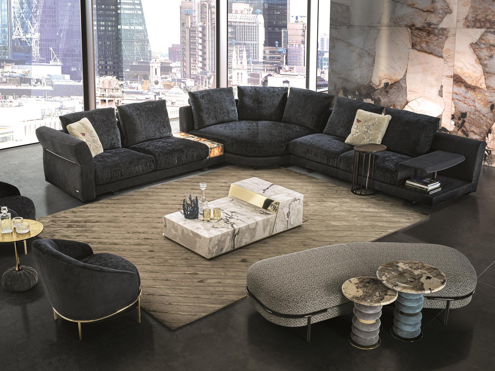 Sectional leather sofa | Riverside by Longhi