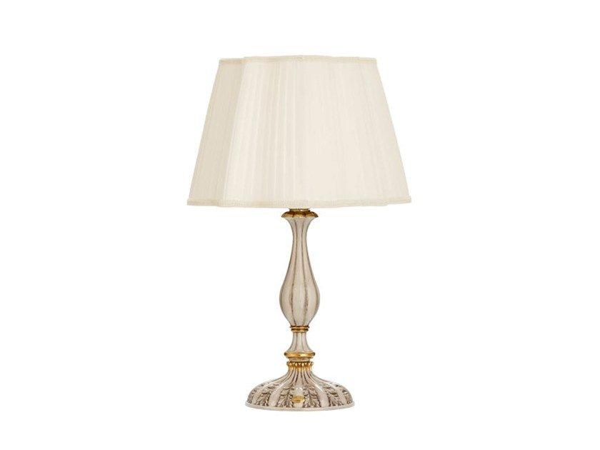 Antique white and gold table lamp with shade | Veronique 796/lg by Possoni Illuminazione