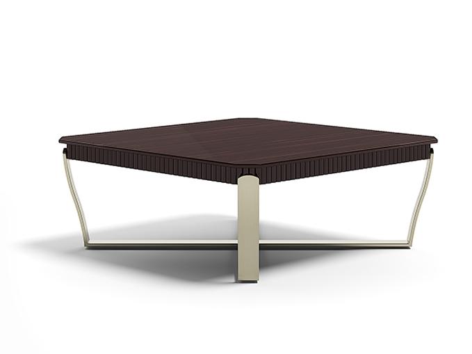 Low square steel and wood coffee table | Aristo Xq by Capital Collection