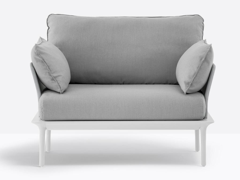 Upholstered fabric garden armchair with armrests | Reva Reva_p by Pedrali
