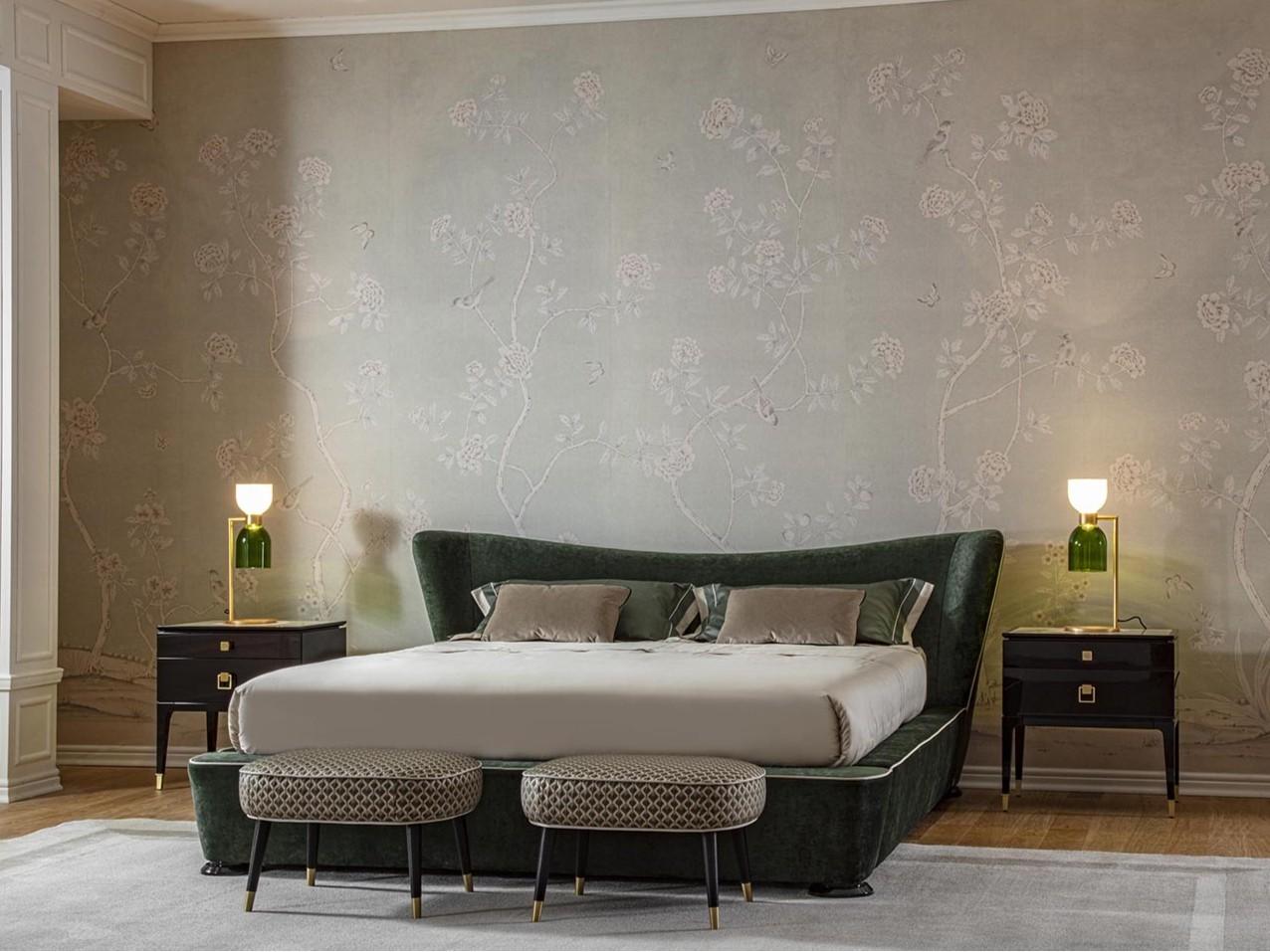 LED glass and bushed brass table lamp with dimmer | Caterina 4026/lg by Italamp