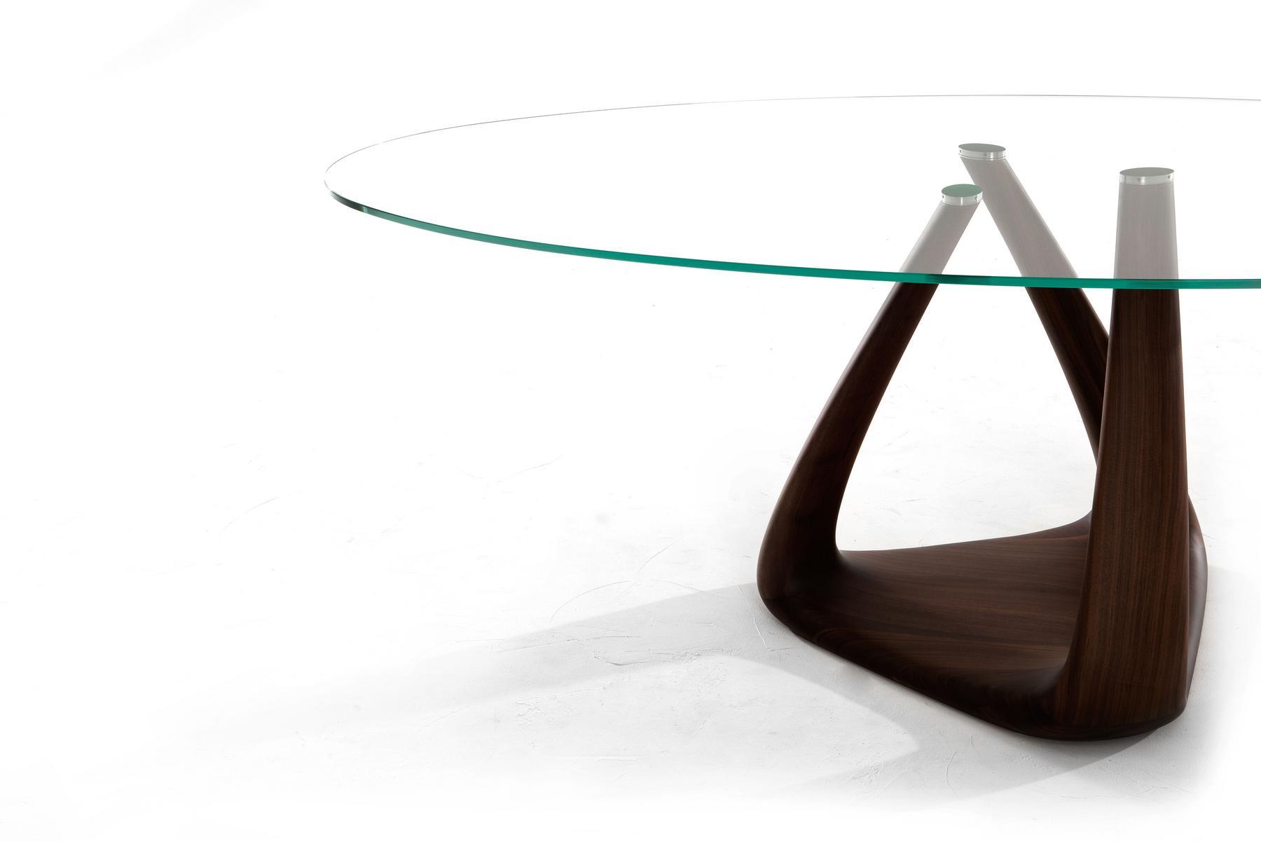 Round wood and glass table | Rizoma by Tonin Casa