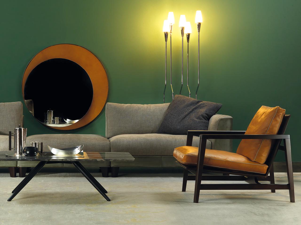 Leather easy chair with armrests | Sean by Borzalino