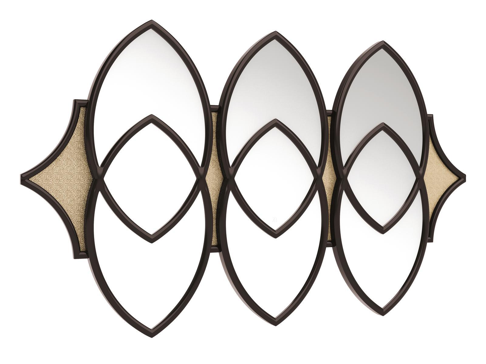 Wall mirror with frame in plywood and fabric | Flynn by Bruno Zampa