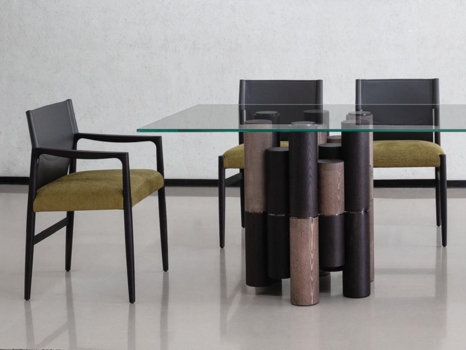 Wooden chair with fabric and leather cover | Sveva by Porada