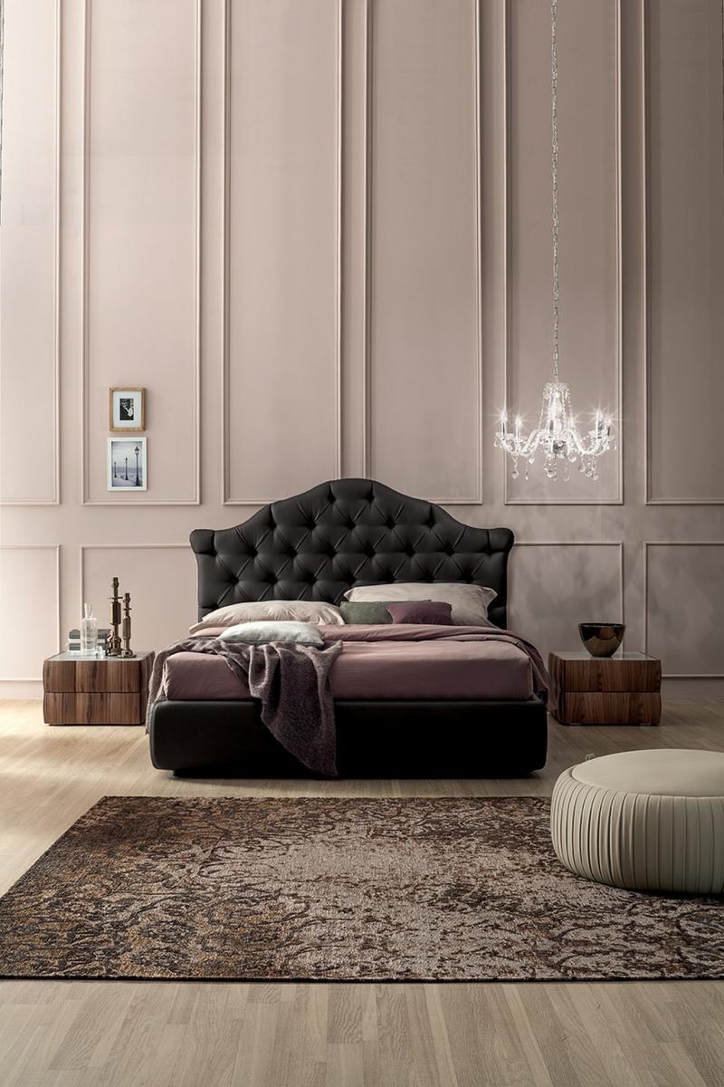 Leather double bed with tufted headboard | Veneziano by Tonin Casa
