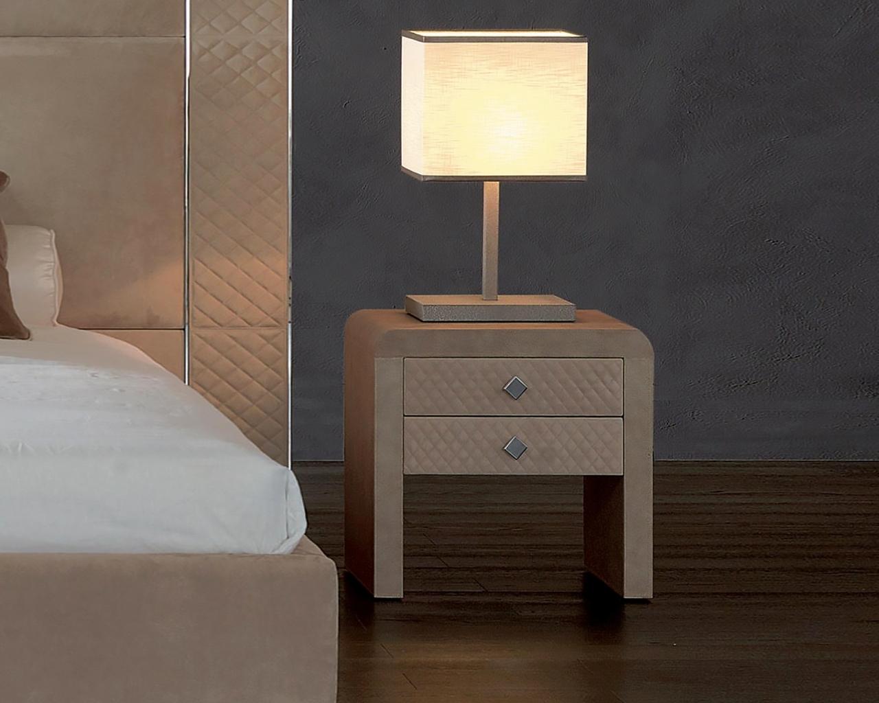 Nabuk bedside table in a luxury style with drawers | Reko by Rugiano