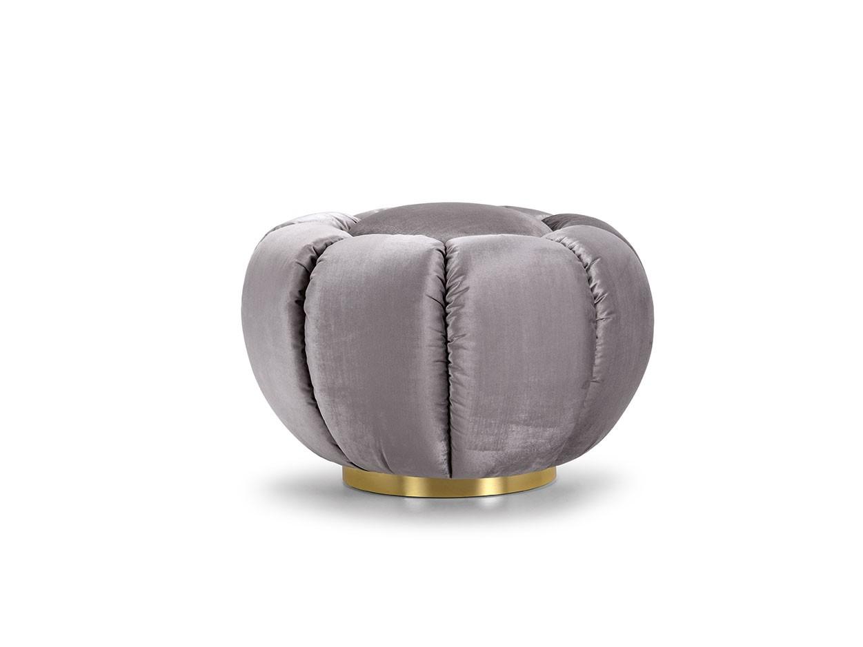 Upholstered round fabric pouf | Arke by Domingo salotti