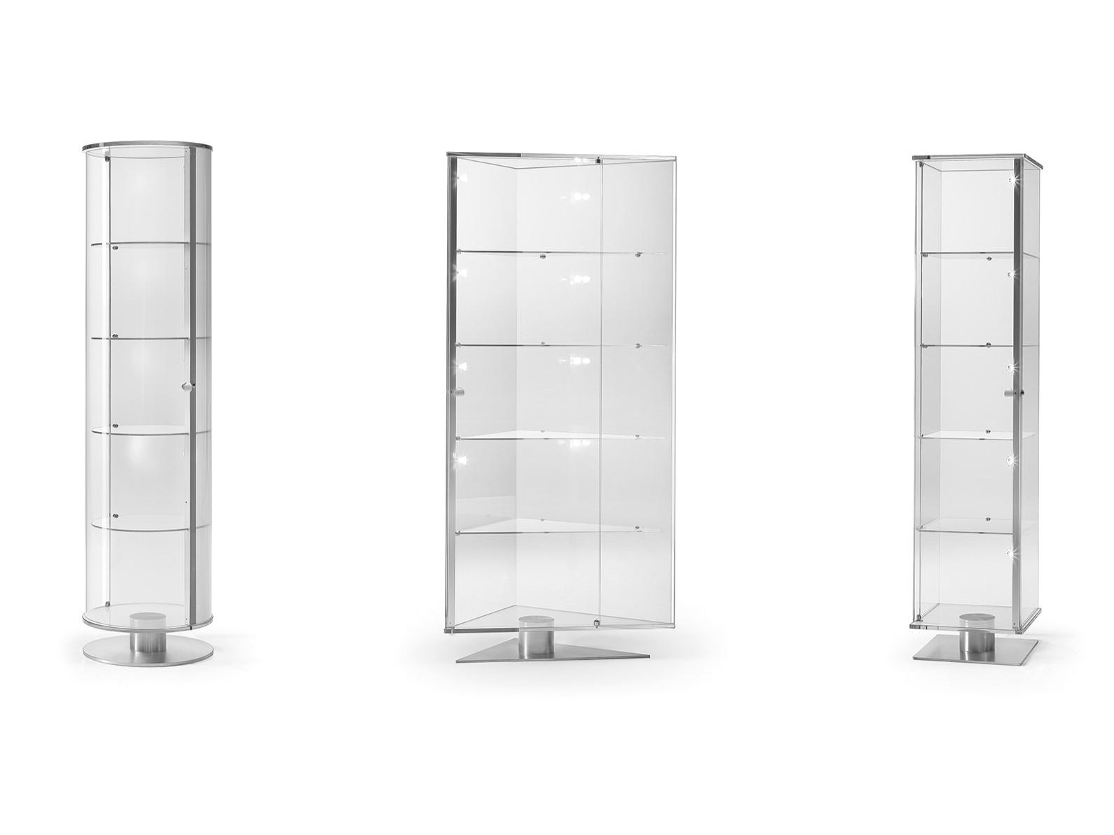 Glass display cabinet with integrated lighting | Onis by Reflex