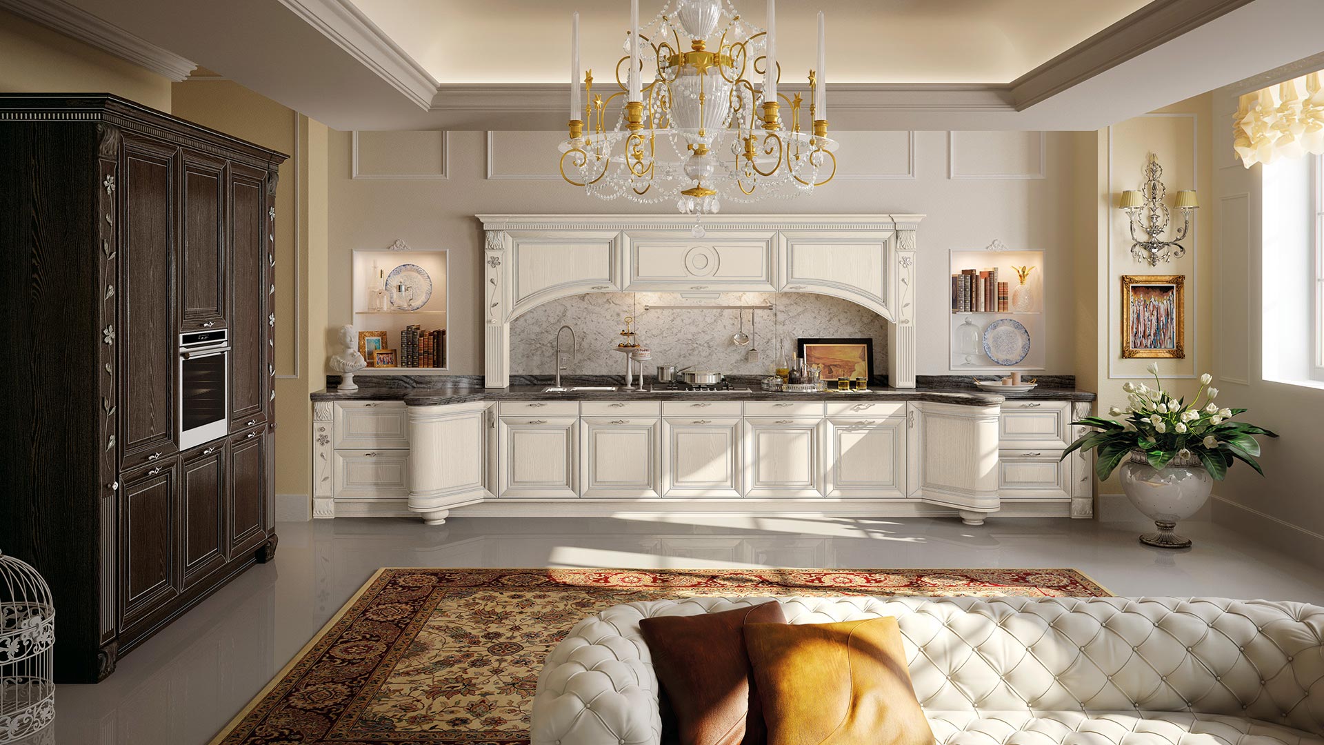 Wood kitchen with handles Lube Cucine Pantheon