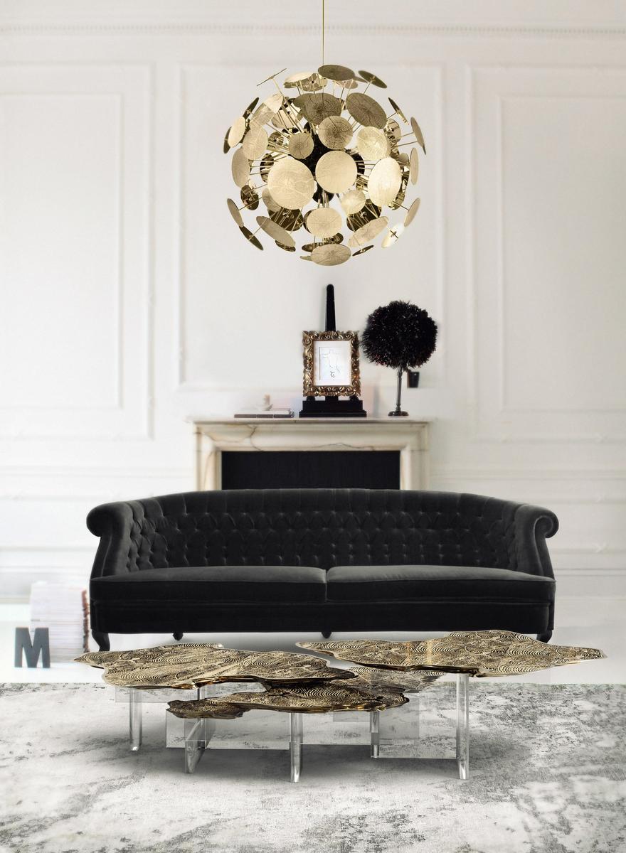 Low brass coffee table for living room | Monet by Boca Do Lobo