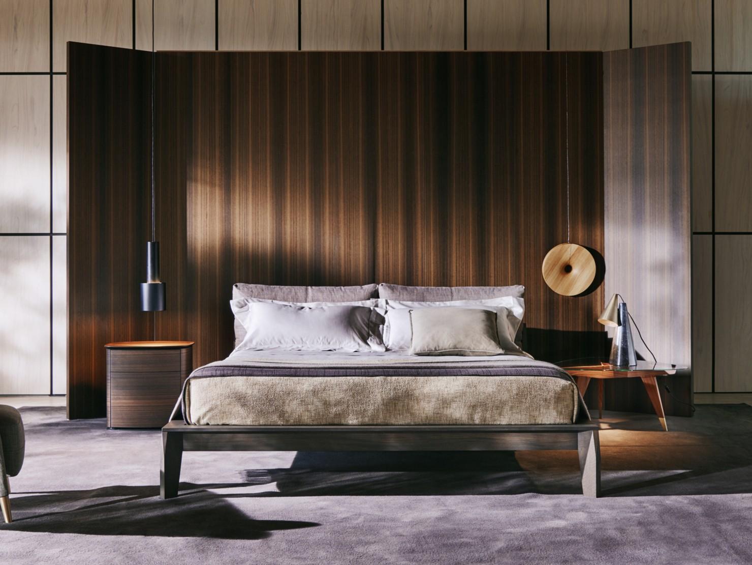 Fabric double bed with upholstered headboard | Wish by Molteni