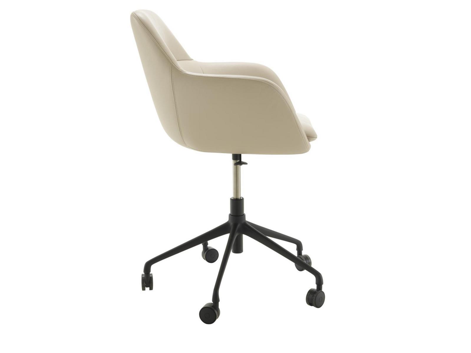 Height-adjustable leather office chair with 5-Spoke base with armrests | Amédée by Ligne Roset