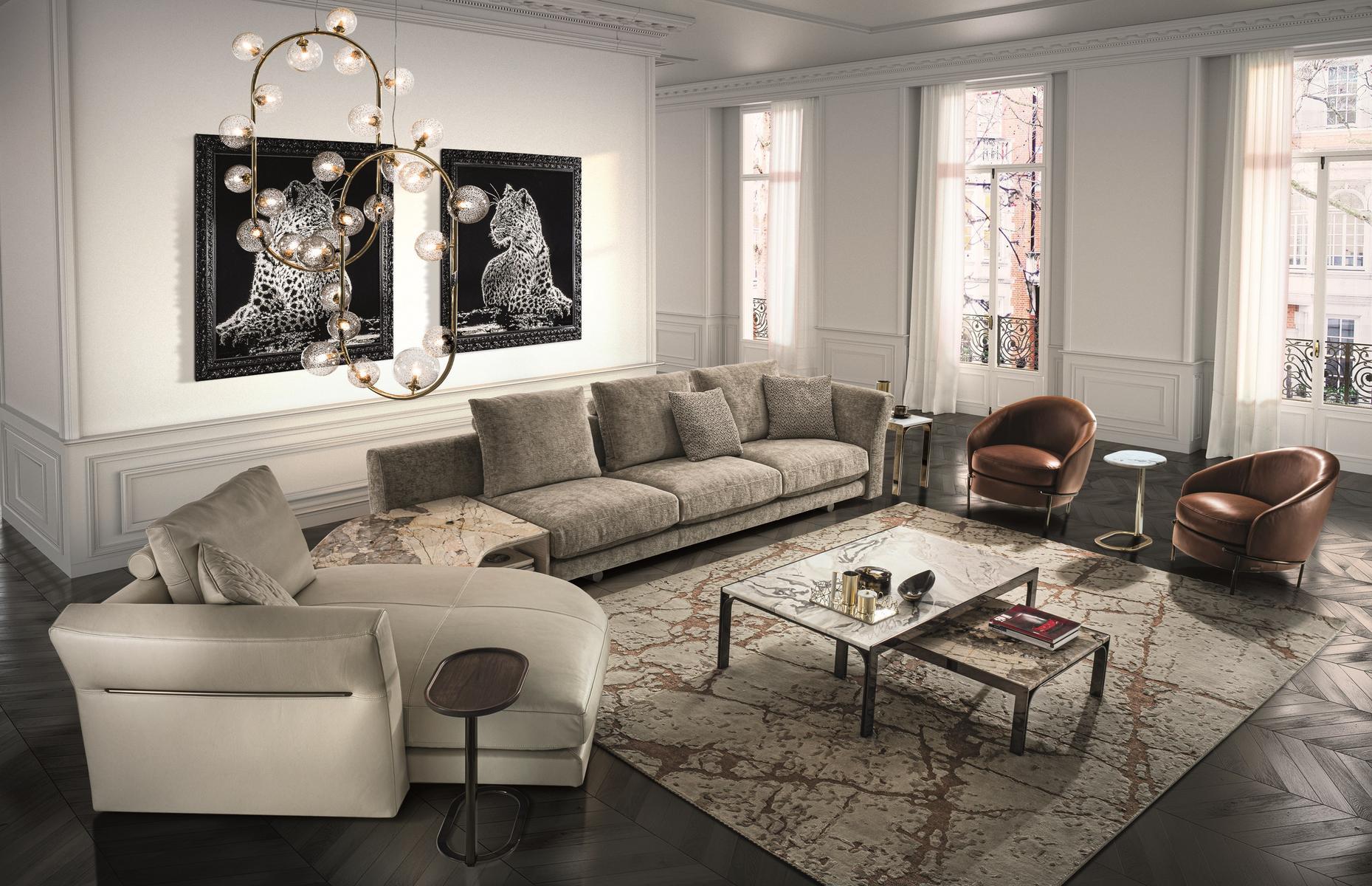 Sectional leather sofa | Riverside by Longhi