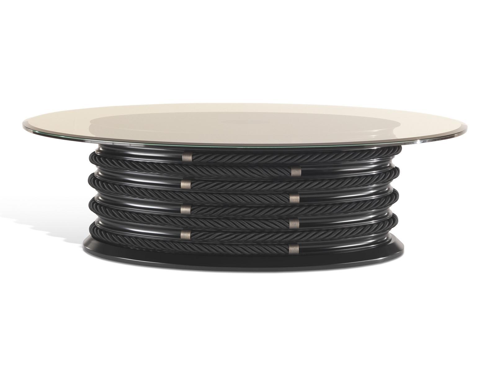 Oval wood and glass coffee table | Brick Lane by Gianfranco Ferre Home