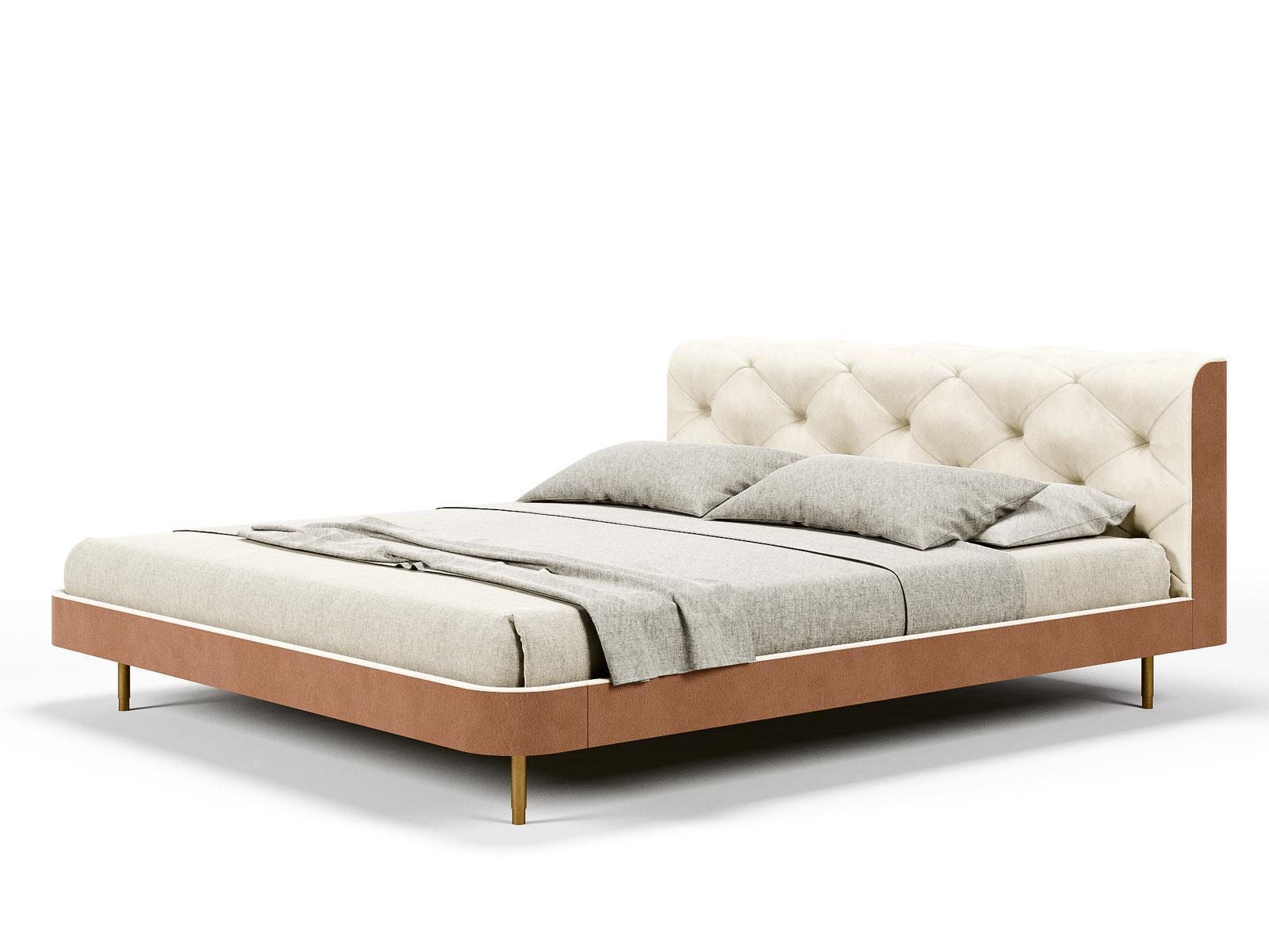 Leather bed with tufted headboard | Overseas by Formitalia