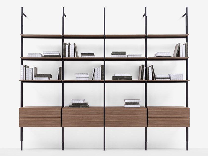 Open floor-ceiling mounted bookcase | Jack by B&B Italia