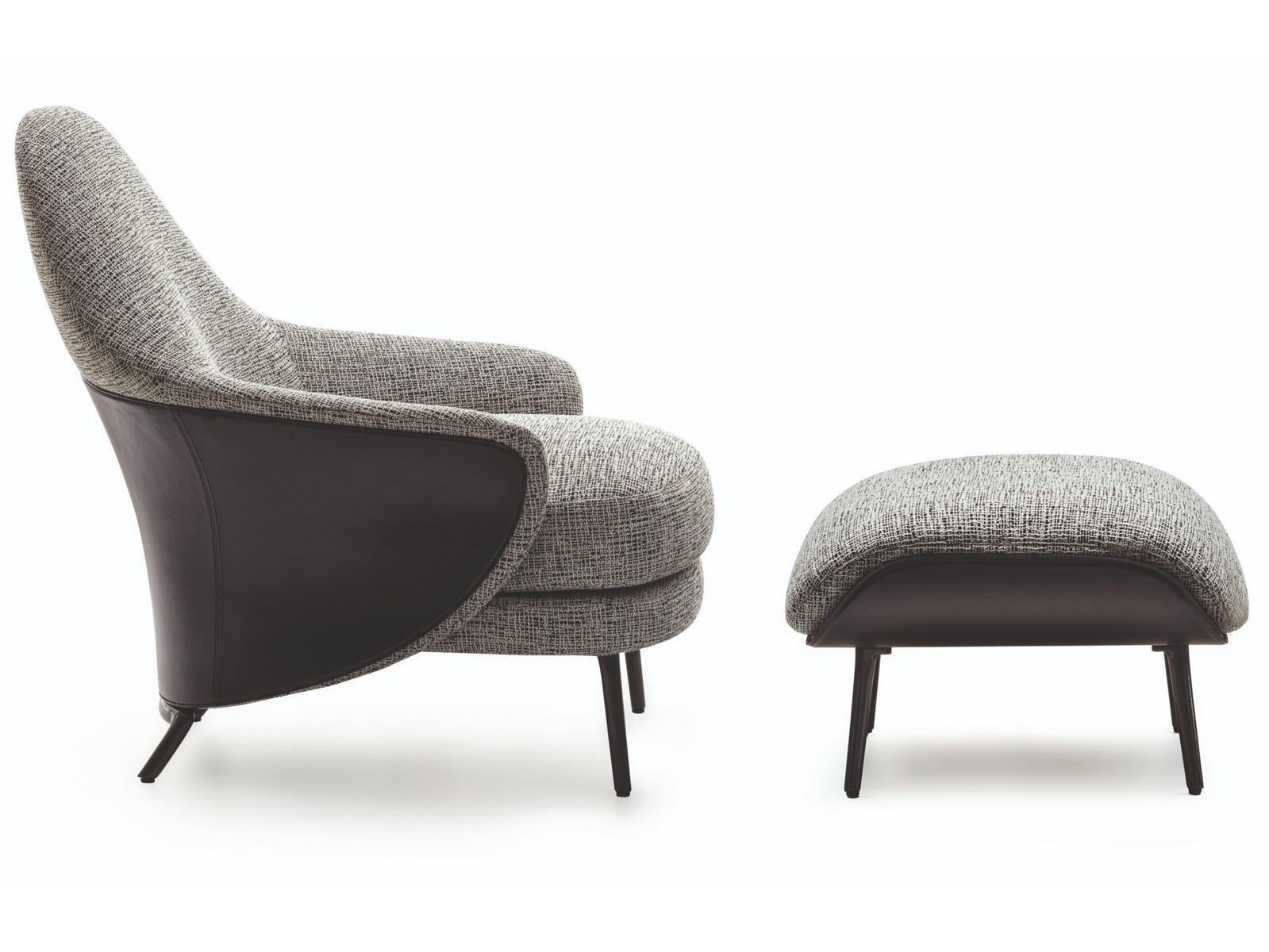Fabric armchair with footstool | Angie by Minotti