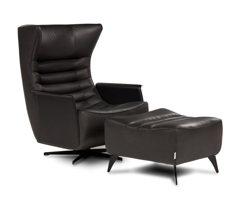 The 'Gerrit' armchair is a comfortable, modern classic with quilting detail that extends to a matching footstool. Optional swivel base and customizable finishes cater to personal or office use. | Gerrit by Calia Italia
