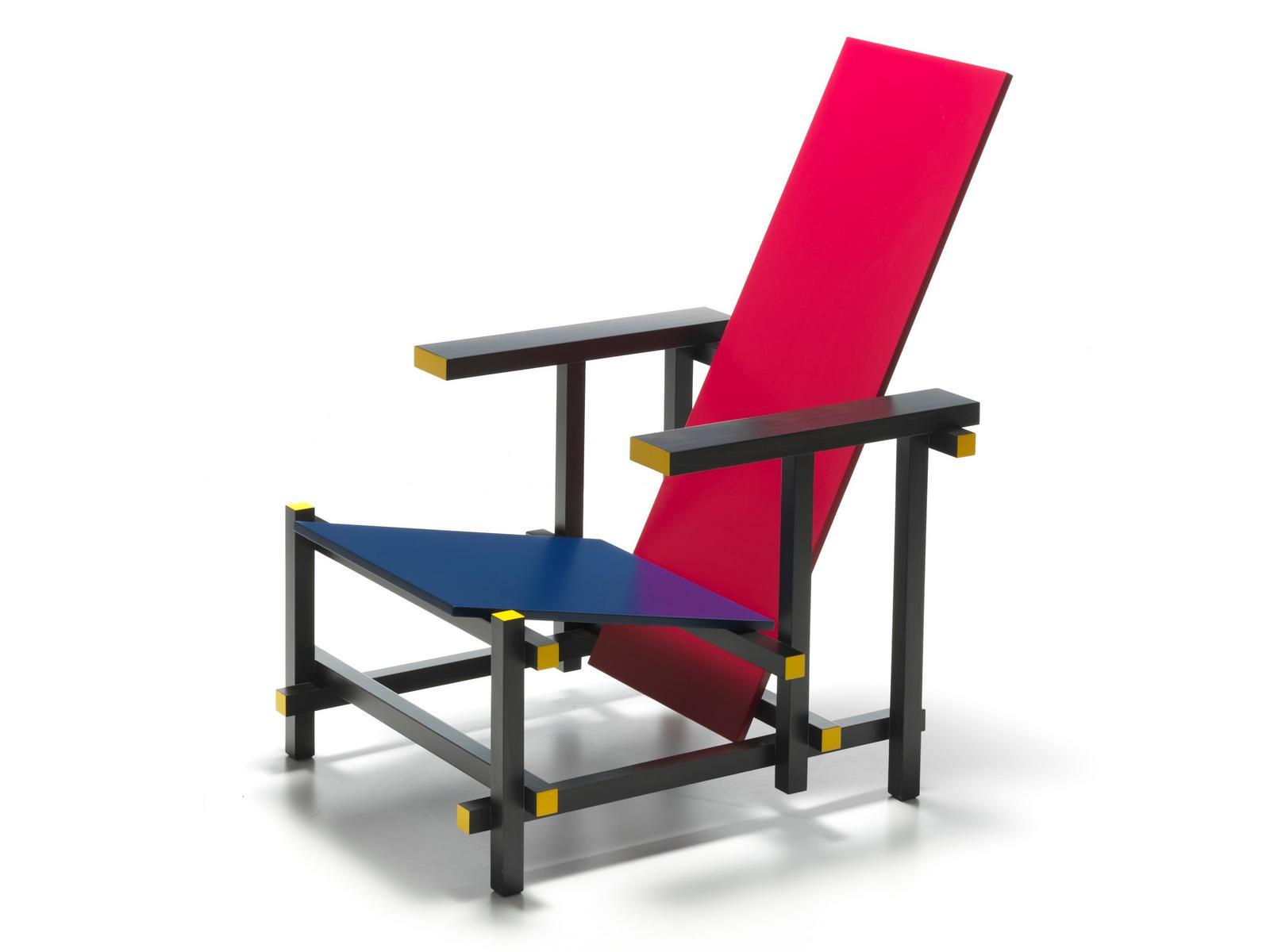 High-back wooden armchair | 635 Red And Blue by Cassina
