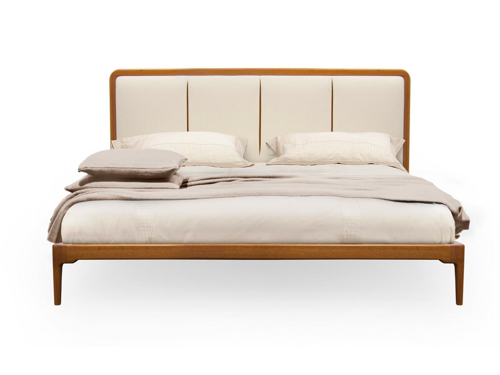Leather bed with upholstered headboard | Julia by Formitalia