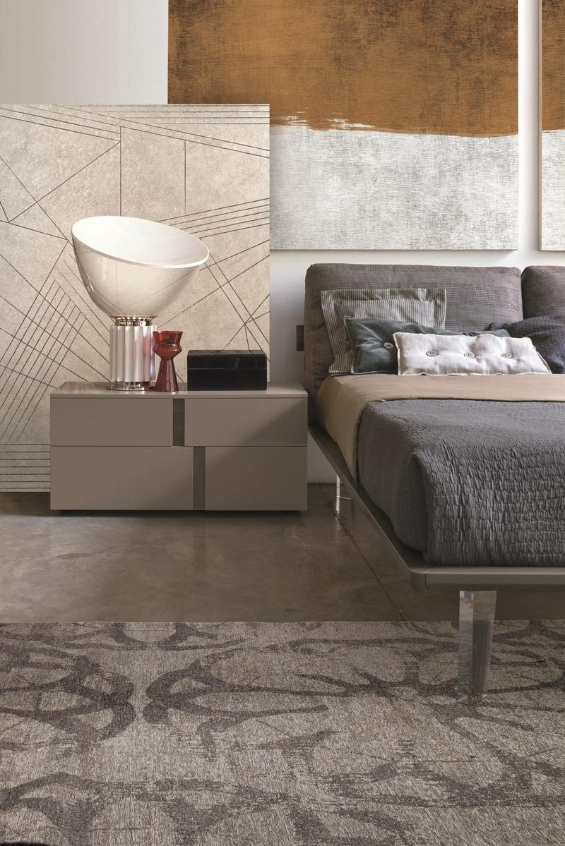 Double bed with upholstered headboard | Piuma by Tomasella
