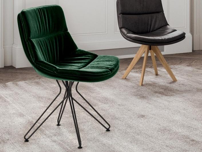 Upholstered trestle-based velvet chair | Stella by Ozzio Italia