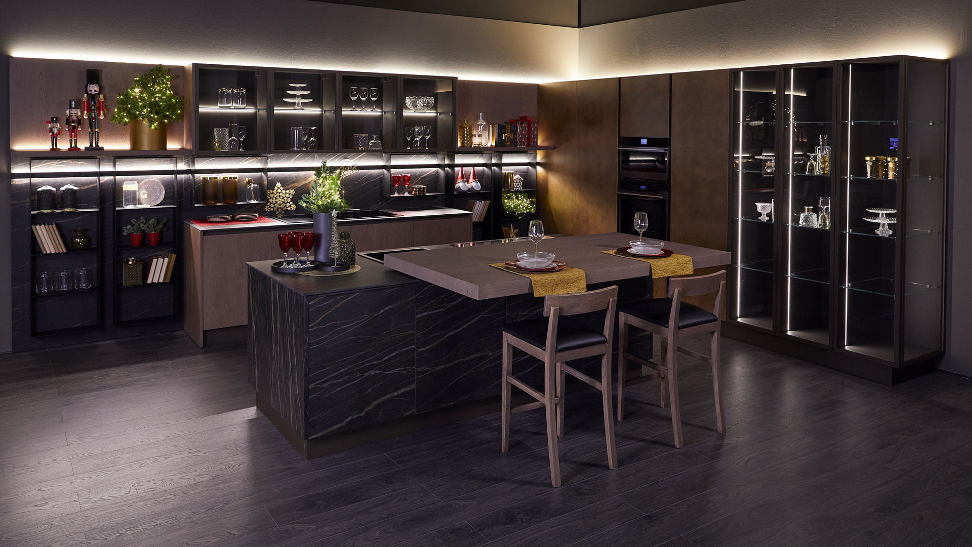 Glass kitchen without handles Lube Cucine Clover