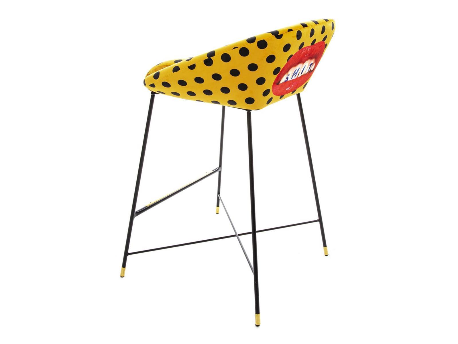 High fabric stool with back | Shit by Seletti