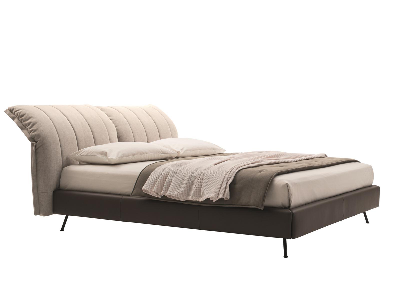 Leather and fabric bed with high headboard | On Line by Ditre Italia