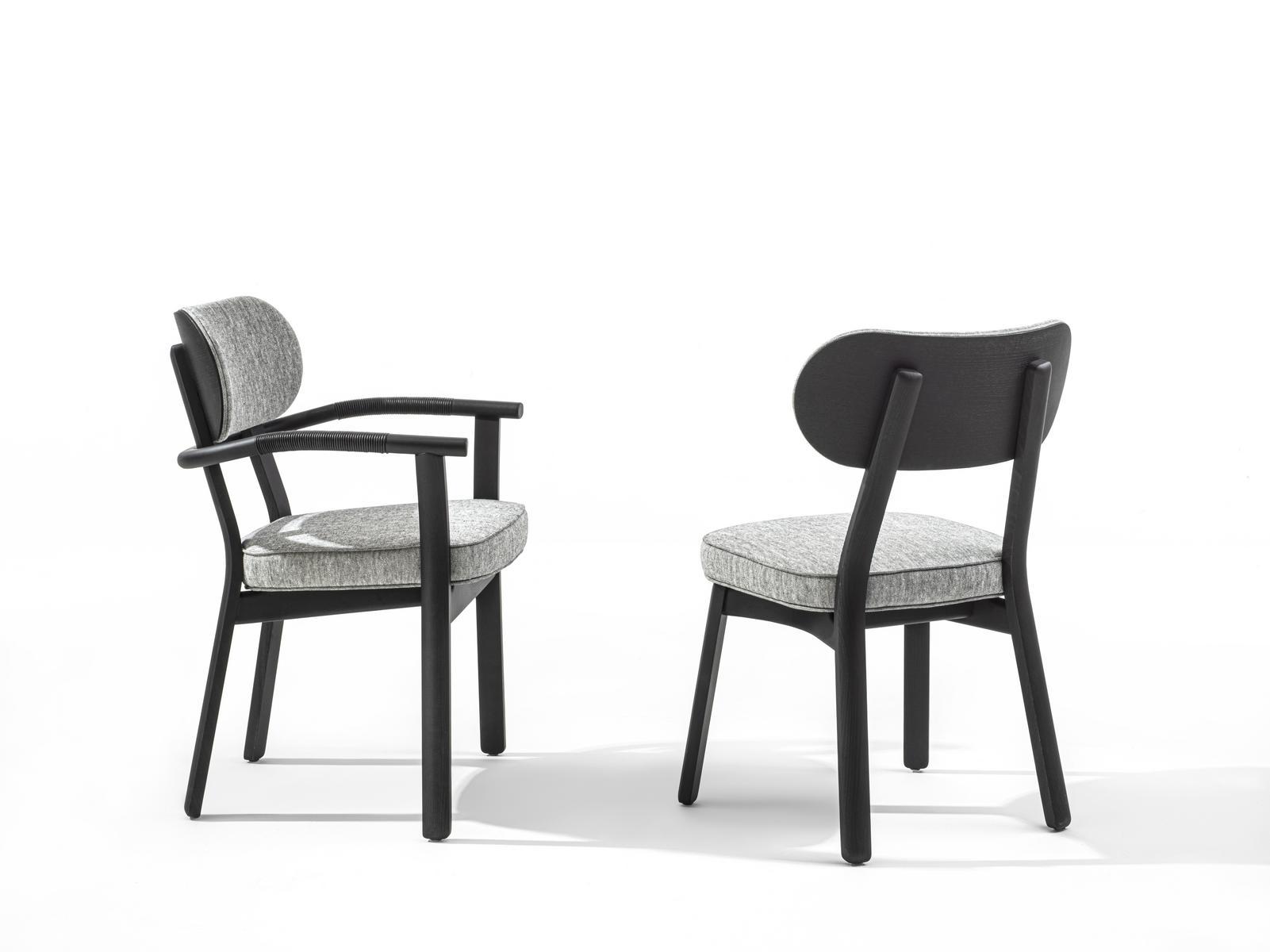 Fabric chair and structure in solid ash | Evelin by Porada