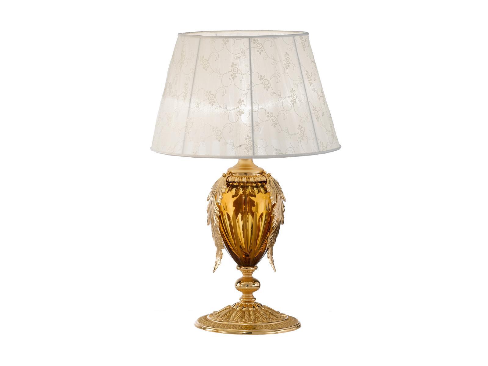 Sanded gold plated table lamp with crystal | Eden 265/lp by Possoni Illuminazione