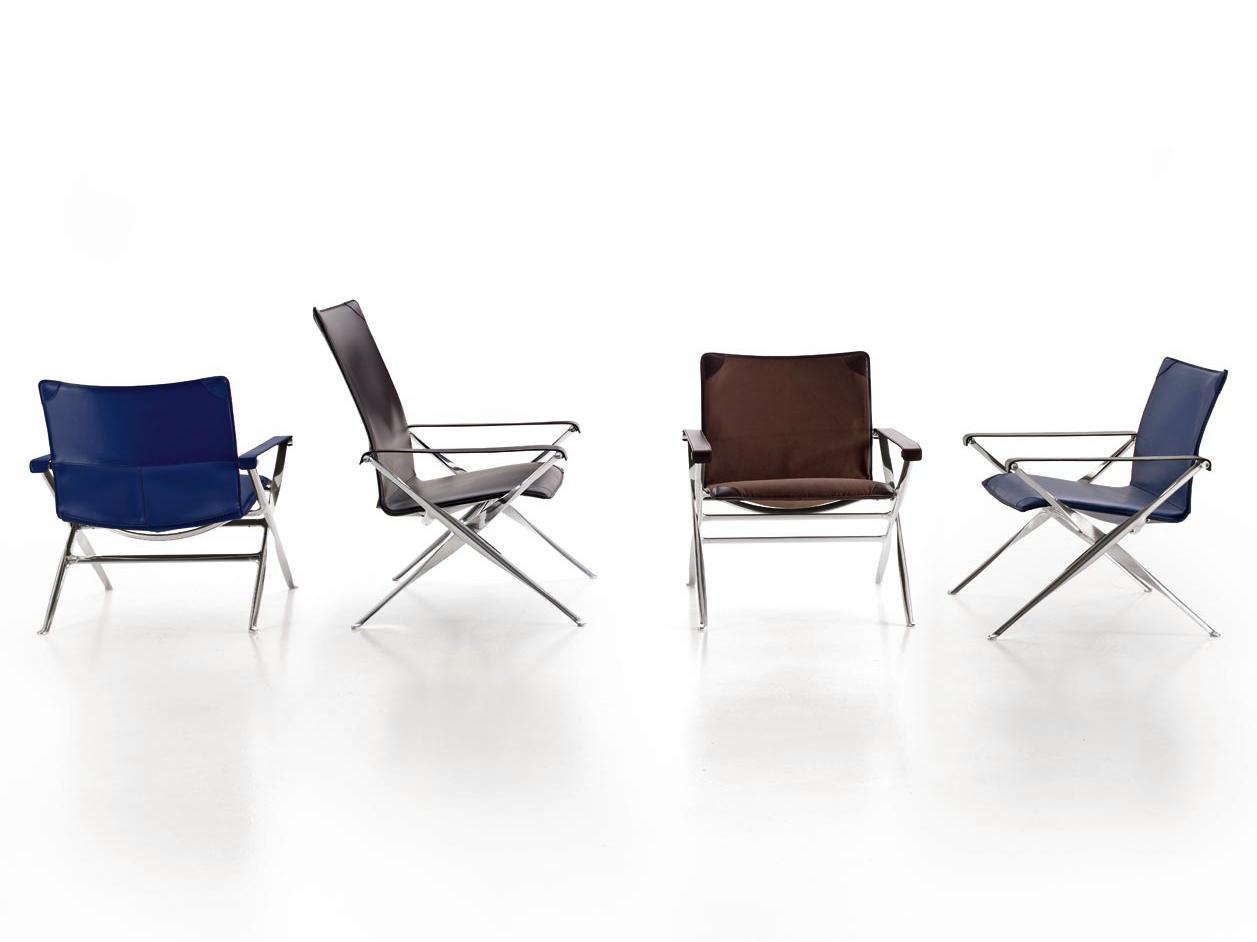 Folding leather armchair with armrests | Beverly by B&B Italia