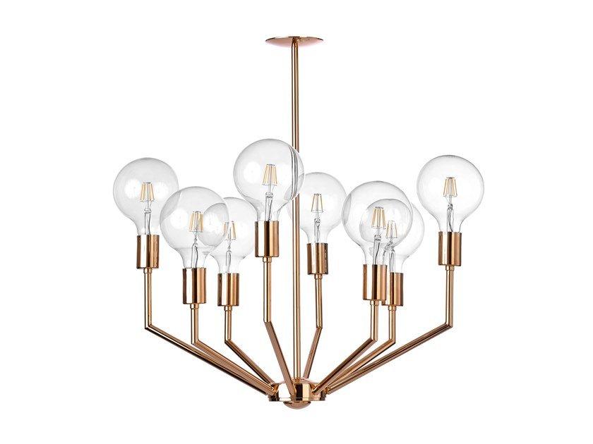 Polished copper chandelier | Ercule 557/8 by Possoni Illuminazione