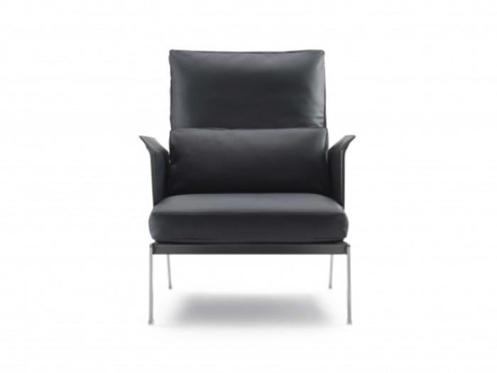 Bergere leather armchair with removable cover with armrests | Happy Hour by Flexform